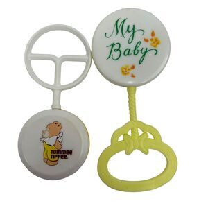 Vintage Baby's First Rattle Stahlwood Toy Made in Hong Kong Tommee Tippee Lot 2